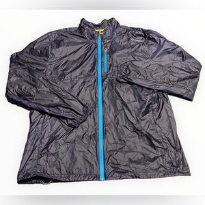 Men's Brooks Blue Lightweight Full Zip-Up Windbreaker Jacket sz Xl